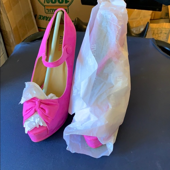 Hot pink bow tie toe ankle strap high heel - Picture 1 of 11